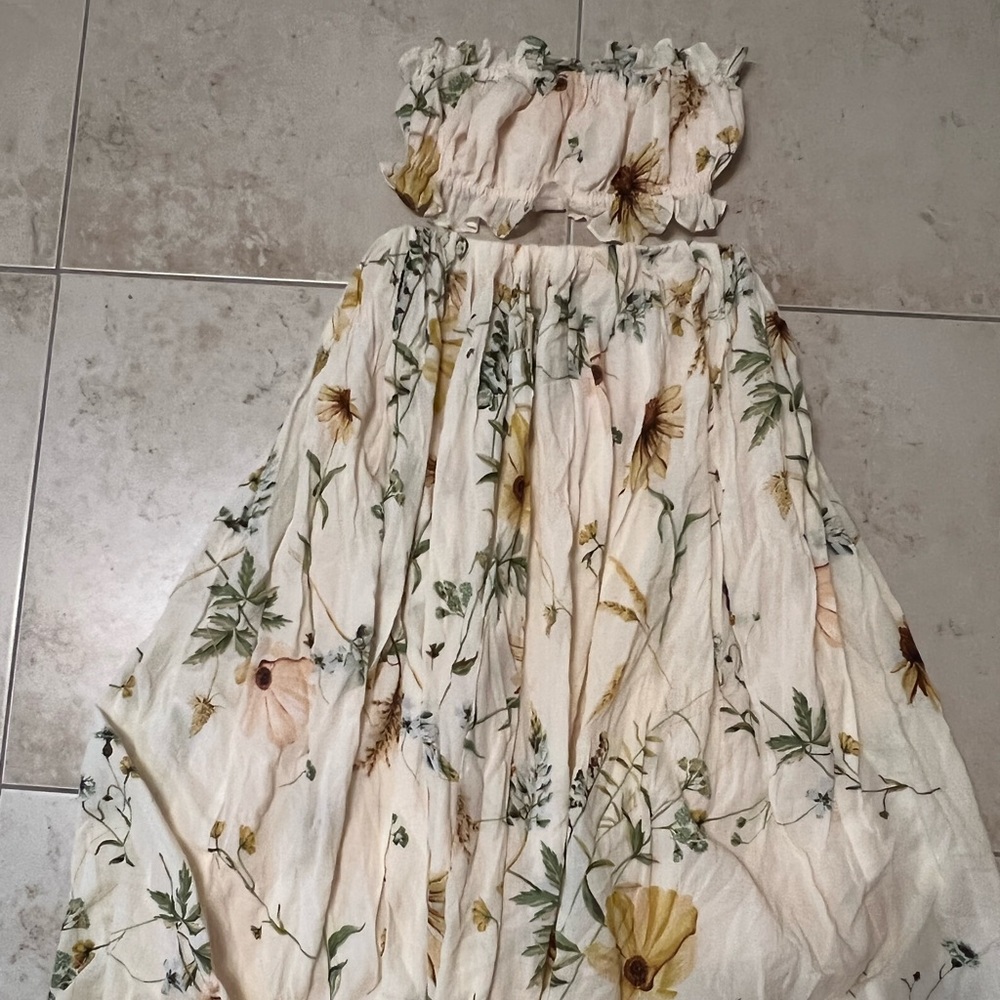 H&M Wildflower yellow skirt and tube top Set